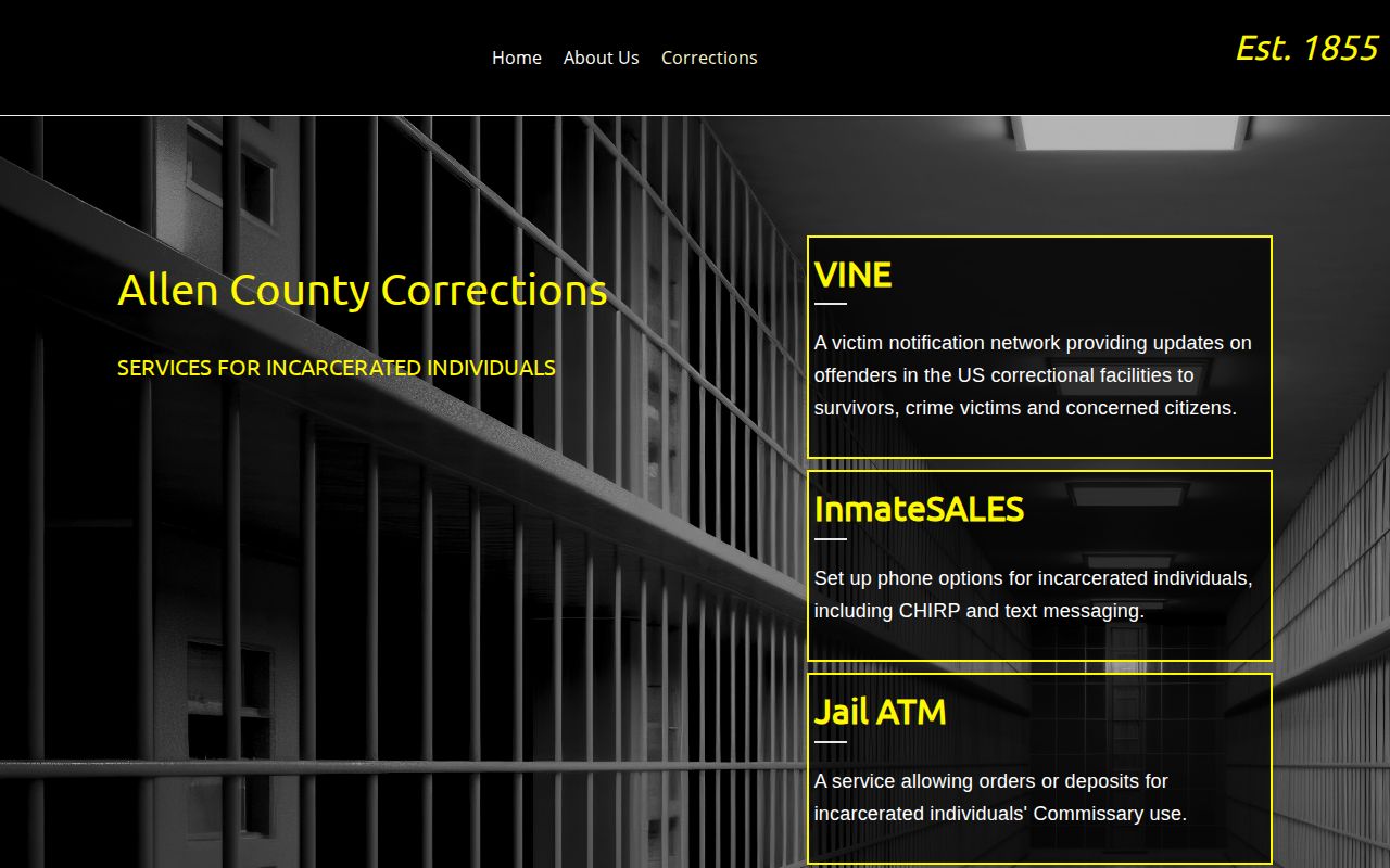 Allen County jail custody record landing without a visible roster