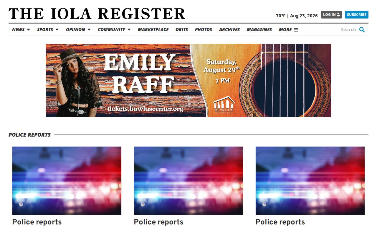 Iola Register Allen County crime news and police reports archive